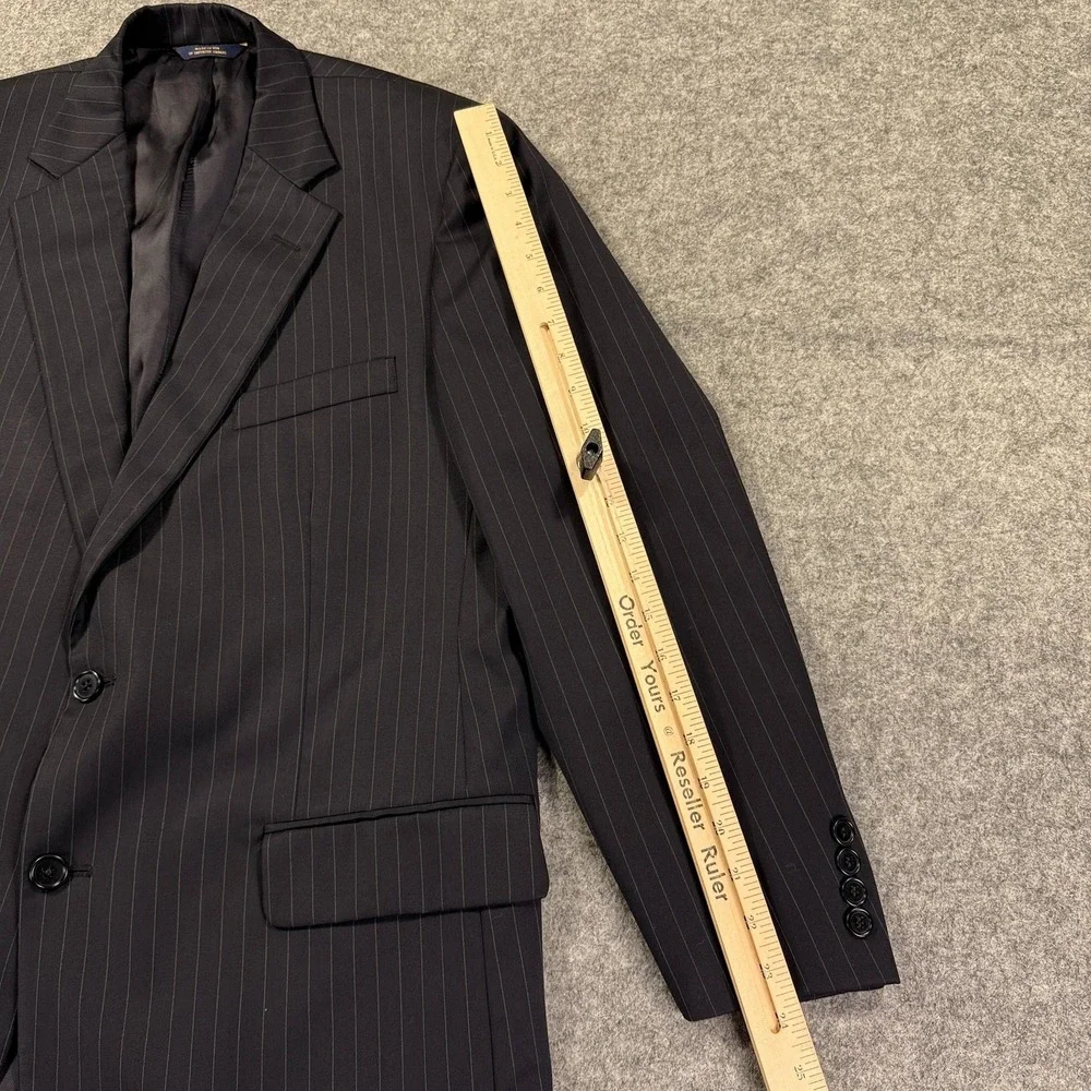 Brooks Brothers 1818 Madison Suit Jacket Mens 43R Navy Blue Pinstripe Two Button